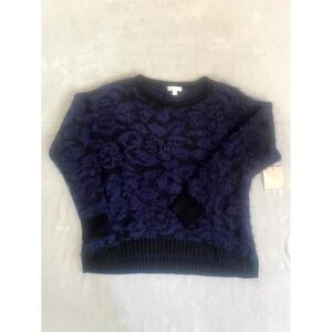 14th & Union Nordstrom Rack Fuzzy Jacquard Knit Sweater Women Small Purple Black